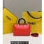 Fendi By The Way Mini Boston Bag Red with rigid plexiglass handles 2022