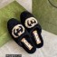 Gucci Interlocking G shearling flat slippers Black 2022