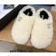 Chanel Shearling Jewel CC Logo Mules White 2022