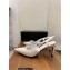Chanel Heel Crystal CC Logo Satin Slingbacks White 2022