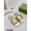 Gucci logo with star leather slides 694858 Gold 2022