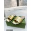 Gucci logo with star leather slides 694858 Gold 2022