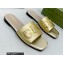 Gucci logo with star leather slides 694858 Gold 2022