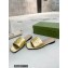 Gucci logo with star leather slides 694858 Gold 2022