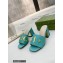 Gucci Heel 7.5cm logo with star leather slides Sandals Blue 2022