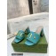 Gucci Heel 7.5cm logo with star leather slides Sandals Blue 2022