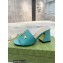 Gucci Heel 7.5cm logo with star leather slides Sandals Blue 2022