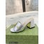 Gucci Heel 7.5cm logo with star leather slides Sandals Silver 2022