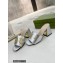 Gucci Heel 7.5cm logo with star leather slides Sandals Silver 2022