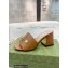 Gucci Heel 7.5cm logo with star leather slides Sandals Brown 2022