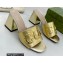 Gucci Heel 7.5cm logo with star leather slides Sandals Gold 2022