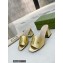 Gucci Heel 7.5cm logo with star leather slides Sandals Gold 2022