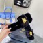 Versace Heel 7cm La Medusa Shearling Mules Black/Gold 2022