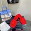 Versace Heel 7cm La Medusa Shearling Mules Red 2022