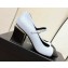 Chanel Pearl Around Heel Open Shoes G39245 Leather Light Blue 2022