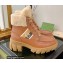 Gucci Heel 6cm Platform 2cm Shearling Ankle boots Brown with Interlocking G Stripe 2022