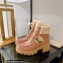 Gucci Heel 6cm Platform 2cm Shearling Ankle boots Brown with Interlocking G Stripe 2022