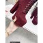 Saint Laurent Heel 14.5cm Platform 4.5cm Cherry Lace-up Booties Suede Burgundy 2022