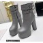 Saint Laurent Heel 14.5cm Platform 4.5cm Mina Buckle Booties Smooth Leather Gray 2022