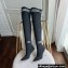 Balmain Heel 9.5cm knit Raven thigh-high boots Black 2022