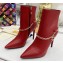 Louis Vuitton Heel 10cm Mansion Ankle Boots Red with Chain 2022