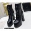 Saint Laurent Heel 14.5cm Platform 4.5cm Cherry Lace-up Booties Smooth Leather Black 2022