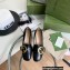 Gucci Blonde women's mid-heel pumps 700053 leather Black 2022