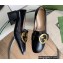 Gucci Blonde women's mid-heel pumps 700053 leather Black 2022