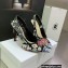 Dior Heel 9.5cm J'Adior Slingback Pumps in Black Embroidered Cotton with Toile de Jouy Pop Motif in Multicolor Beads and Strass 2022
