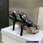 Dior Heel 9.5cm J'Adior Slingback Pumps in Black Embroidered Cotton with Toile de Jouy Pop Motif in Multicolor Beads and Strass 2022
