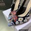 Dior Heel 9.5cm J'Adior Slingback Pumps in Black Embroidered Cotton with Toile de Jouy Pop Motif in Multicolor Beads and Strass 2022