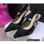 Dior Heel 6.5cm J'Adior Slingback Pumps in Macramé Embroidered Cotton Black 2022