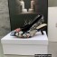 Dior Heel 6.5cm J'Adior Slingback Pumps in Black Embroidered Cotton with Toile de Jouy Pop Motif in Multicolor Beads and Strass 2022