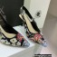 Dior Heel 6.5cm J'Adior Slingback Pumps in Black Embroidered Cotton with Toile de Jouy Pop Motif in Multicolor Beads and Strass 2022