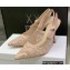 Dior Heel 9.5cm J'Adior Slingback Pumps in Macramé Embroidered Cotton Nude 2022
