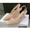 Dior Heel 6.5cm J'Adior Slingback Pumps in Macramé Embroidered Cotton Nude 2022