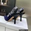 Dior Heel 9.5cm J'Adior Slingback Pumps in Macramé Embroidered Cotton Blue 2022
