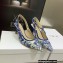 Dior Heel 6.5cm J'Adior Slingback Pumps in Bright Blue Toile de Jouy Embroidered Cotton 2022