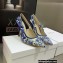 Dior Heel 9.5cm J'Adior Slingback Pumps in Bright Blue Toile de Jouy Embroidered Cotton 2022