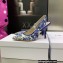 Dior Heel 9.5cm J'Adior Slingback Pumps in Bright Blue Toile de Jouy Embroidered Cotton 2022