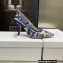 Dior Heel 9.5cm J'Adior Slingback Pumps in Bright Blue Toile de Jouy Embroidered Cotton 2022