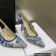 Dior Heel 9.5cm J'Adior Slingback Pumps in Bright Blue Toile de Jouy Embroidered Cotton 2022
