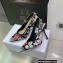 Dior Heel 9.5cm J'Adior Slingback Pumps in Black Multicolor Embroidered Cotton with Toile de Jouy Pop Motif 2022