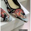 Dior Heel 9.5cm J'Adior Slingback Pumps in Black Multicolor Embroidered Cotton with Toile de Jouy Pop Motif 2022