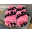Balenciaga Allover Logo Furry Slide Sandals Pink 2022