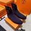 Hermes Duo knit Ankle boots Top Quality Blue