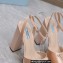 Prada Heel 13cm platform 4cm High-heeled satin sandals Nude 2022