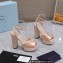 Prada Heel 13cm platform 4cm High-heeled satin sandals Nude 2022