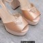 Prada Heel 13cm platform 4cm High-heeled satin sandals Nude 2022