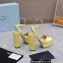 Prada Heel 13cm platform 4cm High-heeled satin sandals Yellow 2022